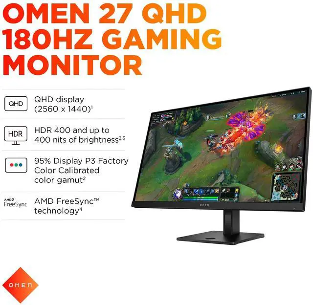 Alt view image 2 of 20 - HP OM27QG2 27 inch OMEN QHD 180Hz Gaming Monitor