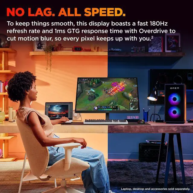 Alt view image 3 of 20 - HP OM27QG2 27 inch OMEN QHD 180Hz Gaming Monitor