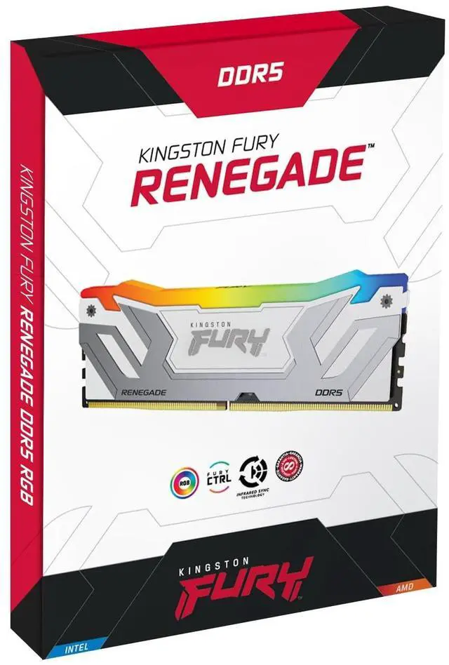 Alt view image 8 of 10 - Kingston FURY Renegade RAM Module - 24 GB - RGB - DDR5-8800/PC-70400 DDR5 SDRAM - 8800 MHz Single-rank Memory - CL42 - 1.40 V - On-die ECC - Unbuffered - 288-pin - CUDIMM - Lifetime Warranty
