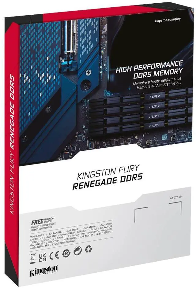 Alt view image 7 of 7 - Kingston FURY Renegade RAM Module - 48 GB (2 x 24GB) - DDR5-8800/PC-70400 DDR5 SDRAM - 8800 MHz Single-rank Memory - CL42 - 1.40 V - On-die ECC - Unbuffered - 288-pin - CUDIMM - Lifetime Warranty