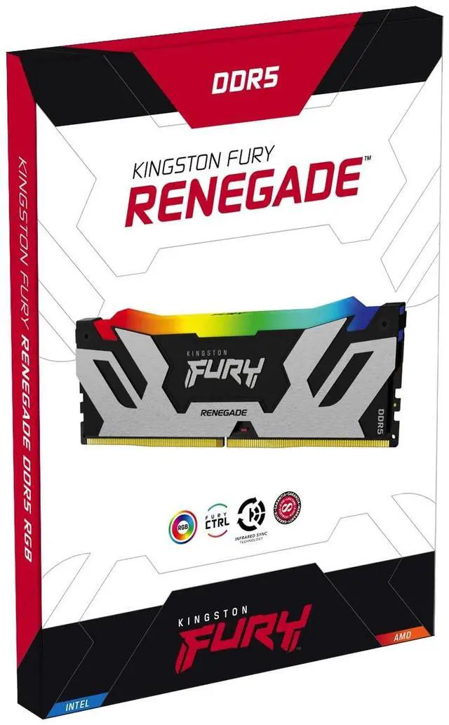 Alt view image 12 of 13 - Kingston FURY Renegade RAM Module - 48 GB (2 x 24GB) - RGB - DDR5-8800/PC-70400 DDR5 SDRAM - 8800 MHz Single-rank Memory - CL42 - 1.40 V - On-die ECC - Unbuffered - 288-pin - CUDIMM - Lifetime Warrant