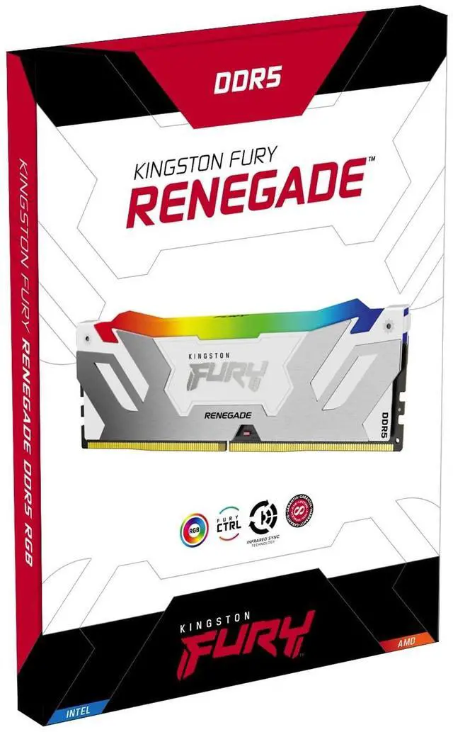 Alt view image 5 of 6 - Kingston FURY Renegade RAM Module - 48 GB (2 x 24GB) - RGB - DDR5-8800/PC-70400 DDR5 SDRAM - 8800 MHz Single-rank Memory - CL42 - 1.40 V - On-die ECC - Unbuffered - 288-pin - CUDIMM - Lifetime Warrant
