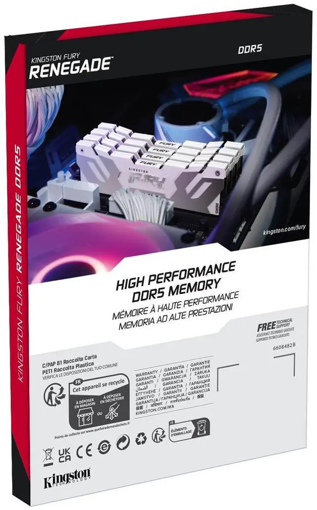 Alt view image 8 of 9 - Kingston FURY Renegade RAM Module - 24 GB - DDR5-8000/PC5-64000 DDR5 SDRAM - 8000 MHz Single-rank Memory - CL38 - 1.40 V - On-die ECC - 288-pin - DIMM - Lifetime Warranty