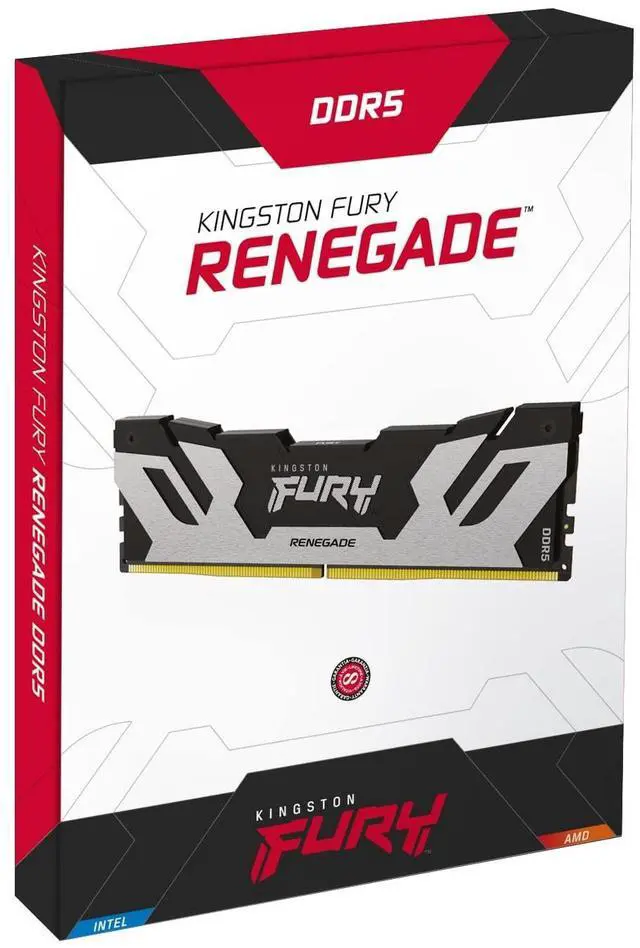 Alt view image 6 of 7 - Kingston FURY Renegade RAM Module - 24 GB - DDR5-8800/PC-70400 DDR5 SDRAM - 8800 MHz Single-rank Memory - CL42 - 1.40 V - On-die ECC - Unbuffered - 288-pin - CUDIMM - Lifetime Warranty