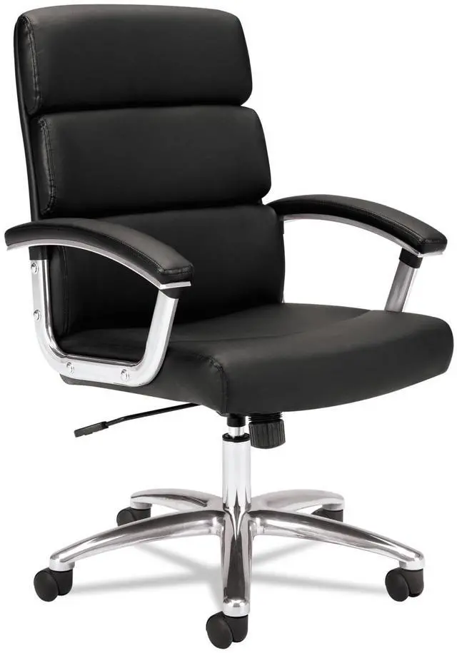 Alt view image 13 of 19 - Basyx VL103 Series Executive Mid-Back Chair Black Leather VL103SB11