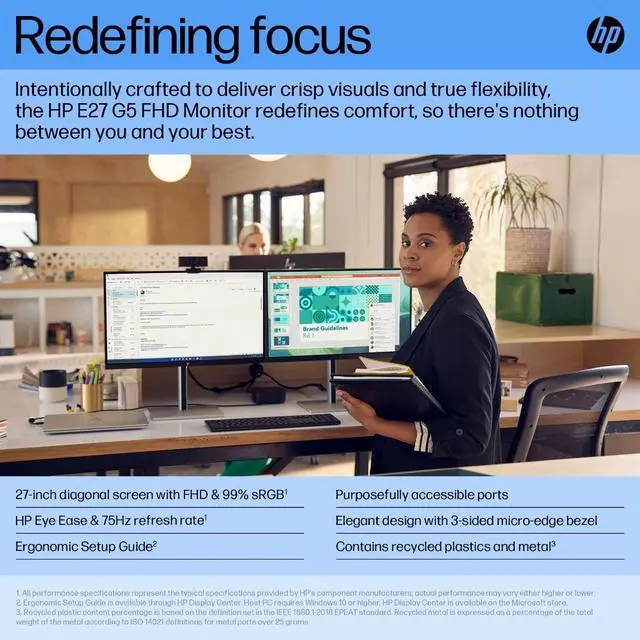 Alt view image 7 of 7 - HP E27 G5 27" Class Full HD LED Monitor 16:9