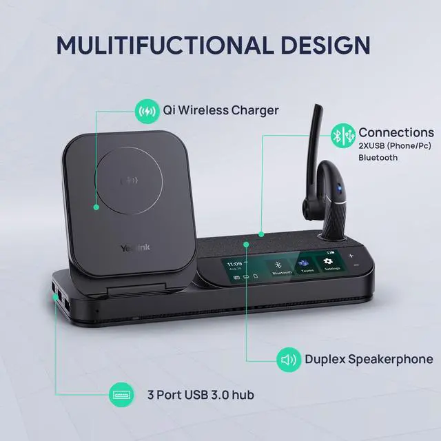 Alt view image 5 of 6 - Yealink BH71 Workstation Teams Wireless Bluetooth Mono Headset (1208653)