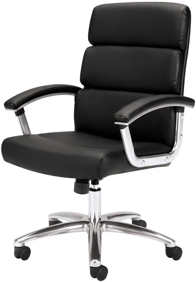 Alt view image 14 of 19 - Basyx VL103 Series Executive Mid-Back Chair Black Leather VL103SB11