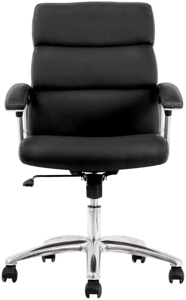 Alt view image 17 of 19 - Basyx VL103 Series Executive Mid-Back Chair Black Leather VL103SB11