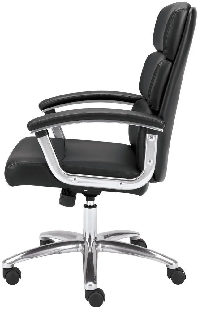 Alt view image 19 of 19 - Basyx VL103 Series Executive Mid-Back Chair Black Leather VL103SB11
