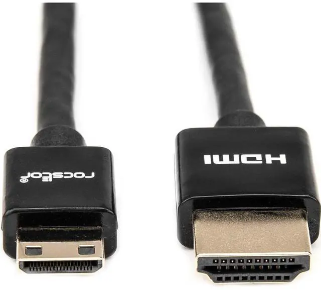 Alt view image 5 of 6 - Rocstor 6ft Slim High-Speed HDMI Cable with Ethernet - HDMI to HDMI Mini M/M