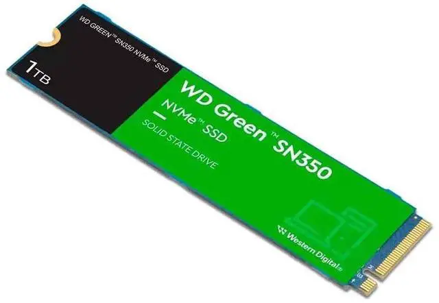 Alt view image 4 of 4 - WD Green SN350 WDS100T2G0C 1 TB Solid State Drive - M.2 2280 Internal - PCI Express NVMe (PCI Express NVMe 3.0 x4) - Computer Device Supported - 80 TB TBW - 2400 MB/s Maximum Read Transfer Rate - 3 Ye