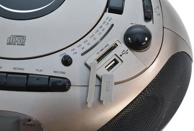 Alt view image 10 of 13 - Ergoguys - 1886 - Califone Spirit SD CD/Cassette Stereo Boombox 4Way Speak Via Ergoguys