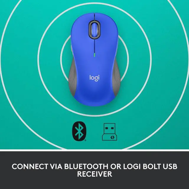 Alt view image 9 of 9 - Logitech Signature M550 L Mouse - Optical - Wireless - 32.81 ft - Bluetooth - Blue - USB - 4000 dpi - Scroll Wheel - 3 Button(s) - 3 Programmable Button(s) - Large Hand/Palm Size - 1 x AA Battery Supp