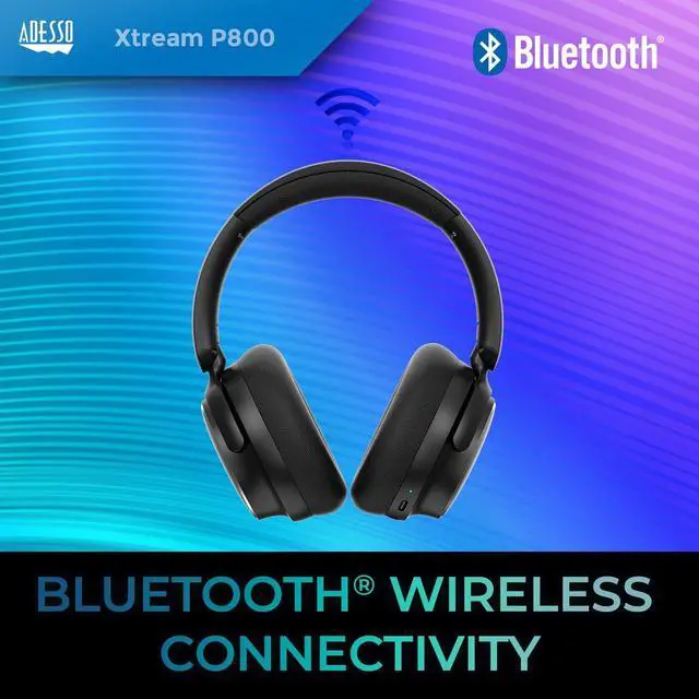 Alt view image 8 of 12 - Adesso Xtream P800 Headset - Wireless - Bluetooth - Noise Canceling