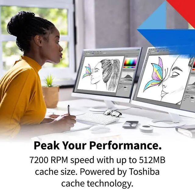 Alt view image 10 of 15 - Toshiba 22TB X300 Pro Performance 3.5" CMR Internal HDD - SATA 6 Gb/s - 6Gbps - 7200RPM - 512MB - 1.0M hours - 8.02Watt  HDWR62CXZSTB