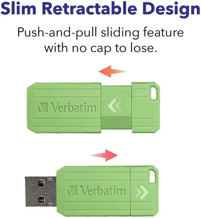 Alt view image 9 of 9 - Verbatim 16GB Pinstripe Retractable USB 2.0 Flash Drive - 5 Pack - Multicolor