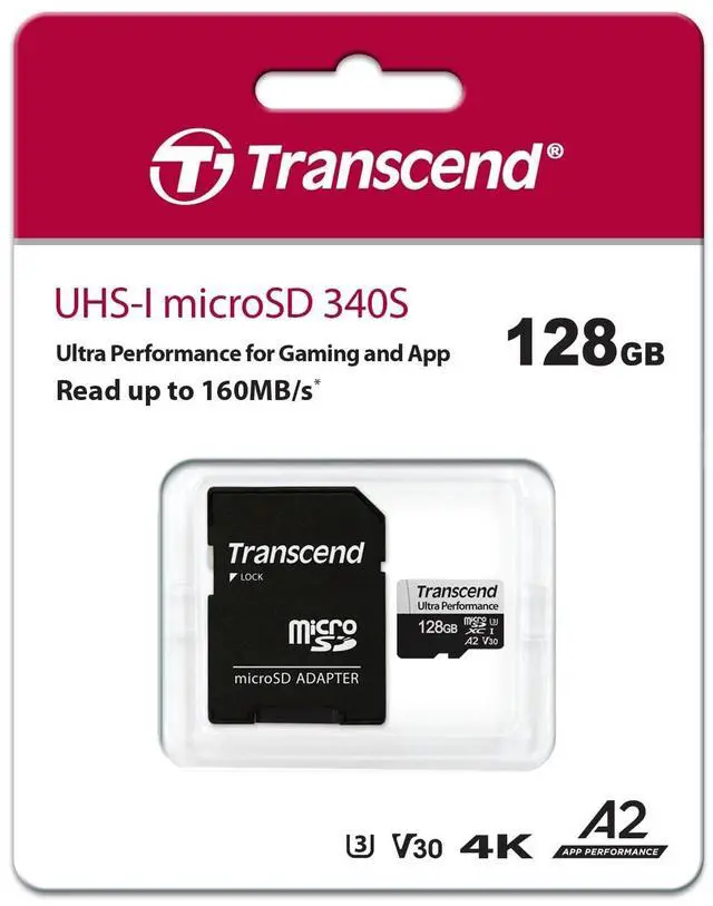 Alt view image 11 of 11 - transcend 128gb microsdxc 340s high performance memory card uhs- i, u3, v30, a2, 4k, full hd - ts128gusd340s