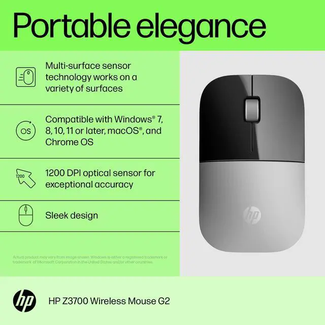 Alt view image 17 of 17 - HP Z3700 G2 Wireless Mouse - Natural Silver, 66Z09AA#ABL