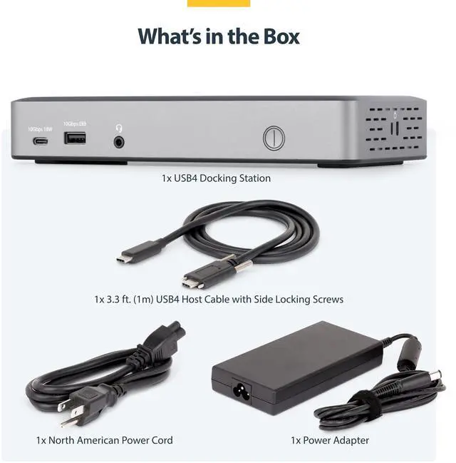 Alt view image 7 of 7 - StarTech Triple-Monitor USB4 Docking Station 4K 60Hz HDMI or DisplayPort 6x USB Hub 2.5GbE 100W Charging Driverless USB-C Dock