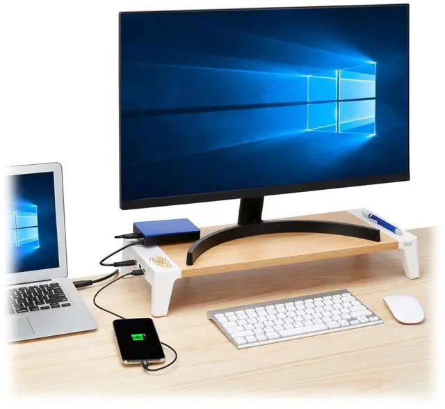 Alt view image 5 of 10 - Tripp Lite Monitor Riser for Desk Wood Top USB-A Charge and Data Ports MR229USB