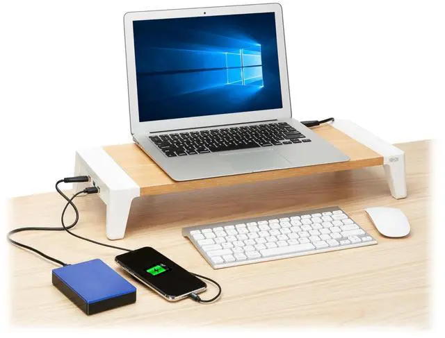Alt view image 9 of 10 - Tripp Lite Monitor Riser for Desk Wood Top USB-A Charge and Data Ports MR229USB