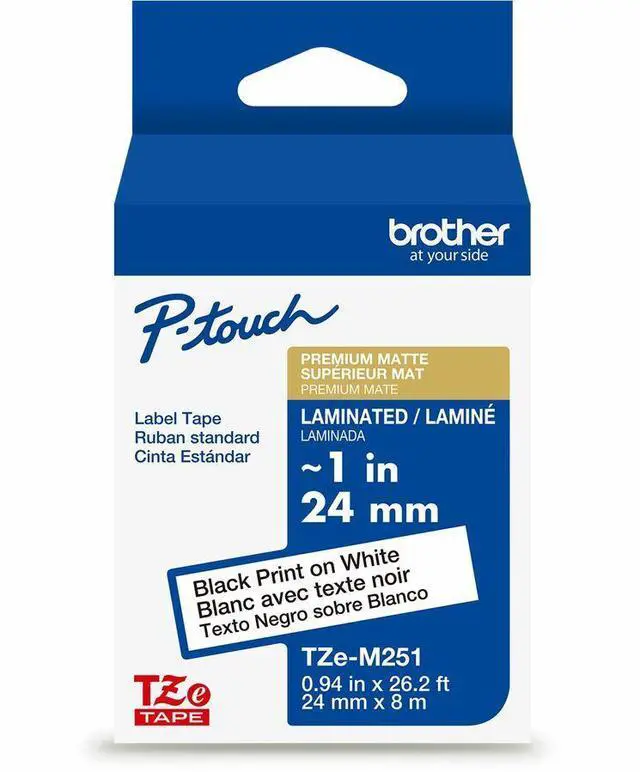 Alt view image 3 of 9 - Brother TZe Premium Matte Laminated Tape - - DiameterTape - Matte - White - Laminated - Eco-friendly, Long Lasting, Customizable, Strong, Durable - 26.20 ft Roll Length - For Label Maker - 1 Each