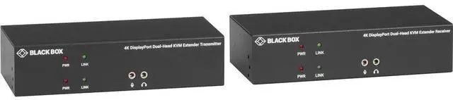 Alt view image 2 of 8 - Black Box KVX Series KVXLCDPF-200 KVM Extender over Fiber - 4K, Dual-Head, DisplayPort, USB 2.0, Serial, Audio, Local Video