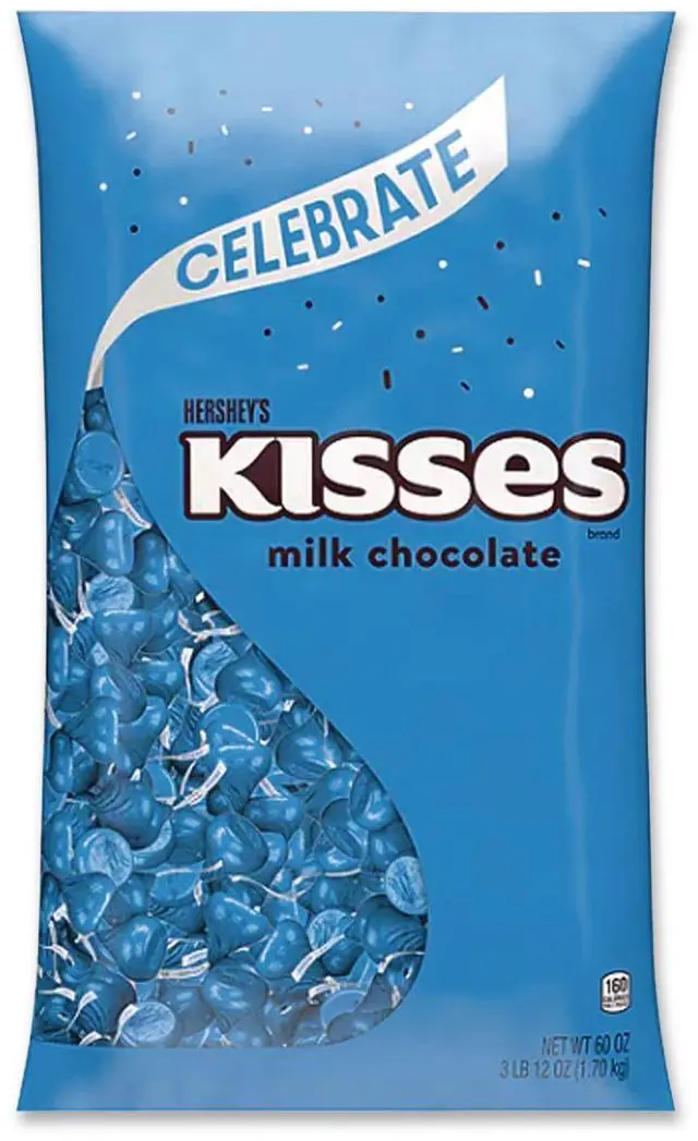 Main image of KISSES Milk Chocolate Dark Blue Wrappers 60 oz Bag HEC60194