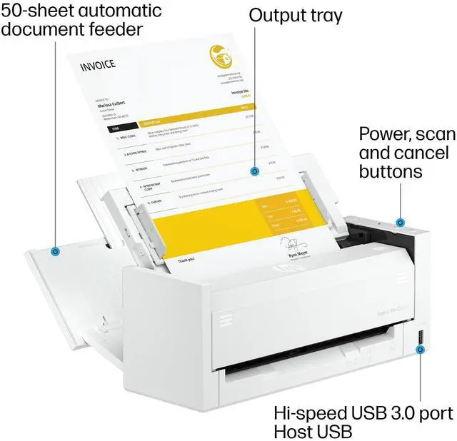 Alt view image 11 of 14 - HP ScanJet Pro 4200 s1 Sheetfed Scanner - 600 x 600 dpi Optical - 24-bit Color - 48-bit Grayscale - Grayscale Scan - Duplex Scanning - Banner Paper, Brochure, Inkjet Paper, Plain Paper, Photo Paper, E