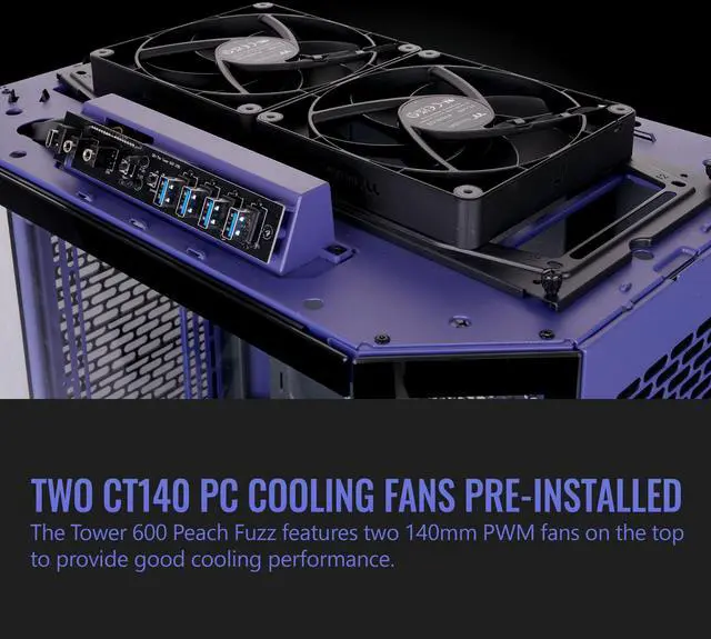 Alt view image 12 of 14 - Thermaltake Tower 600 Mid Tower; 2x140mm CT Fans Included; 420mm Radiator Support; 400mm GPU Clearance; Hidden Connector Support; Rotatable PCIe Slots; Future Dusk; CA-1Z1-00MNWN-00