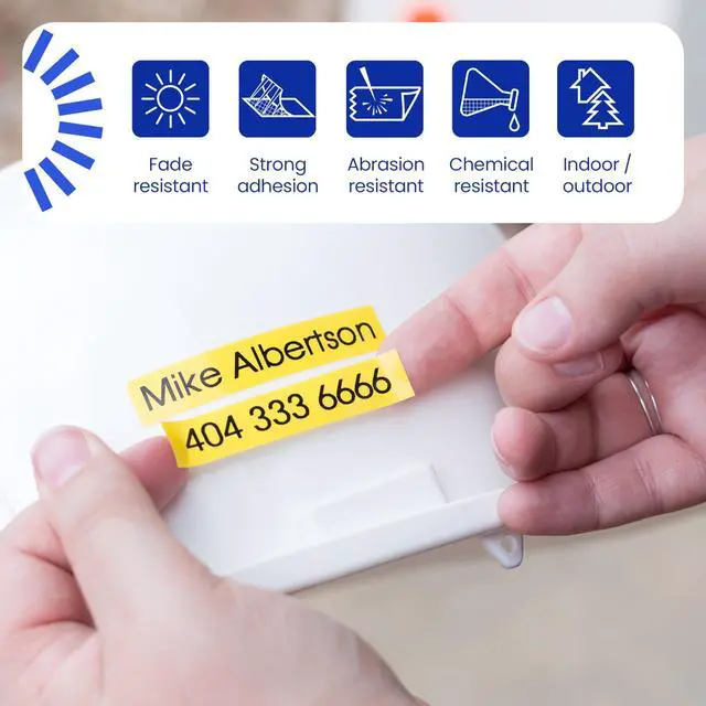 Alt view image 6 of 9 - Brother P-touch Extra-Strength TZe Tape Cartridge - - DiameterCartridge - Yellow - Water Resistant - Laminated - Strong, Durable, Customizable, Long Lasting, Abrasion Resistant, Chemical Resistant, Fa
