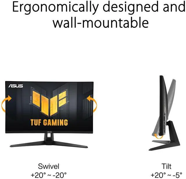 Alt view image 9 of 15 - ASUS TUF Gaming 27" 1440P Monitor (VG27AQM5A) - QHD (2560x1440), 300Hz, Fast IPS, Extreme Low Motion Blur Sync, 0.3ms, Speaker, 95% DCI-P3, Shadow Boost, DisplayWidget Center