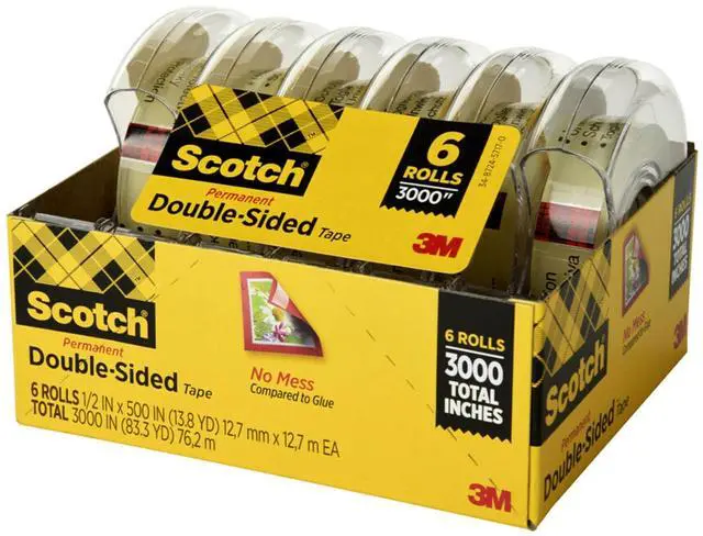 Alt view image 4 of 7 - Scotch Double Sided Tape Engineered for Office and Home Use, 1/2 x 500", 6 Pack