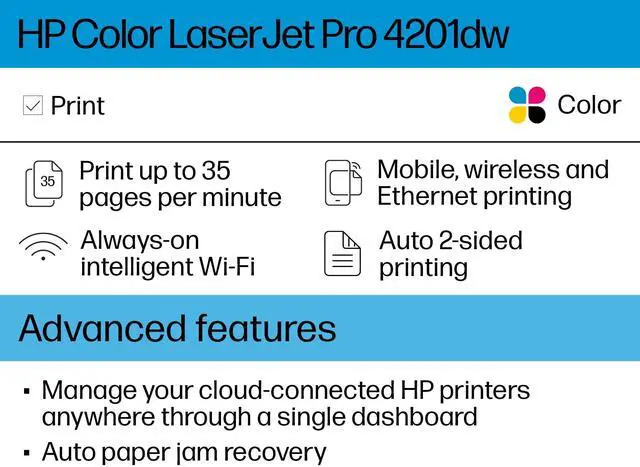 Alt view image 5 of 9 - HP Color LaserJet Pro 4201dw Wireless Certified Refurbished Printer
