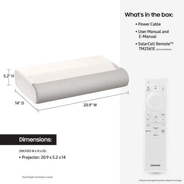 Alt view image 14 of 14 - SAMSUNG 120-Inch Class LPU7D Series The Premiere Ultra Short Throw 4K AI Smart TV Laser Projector for Home Theater w/ Gaming Hub, Vision Boost, Powerful Sound, Alexa Built-In, SP-LPU7DSAXXZA