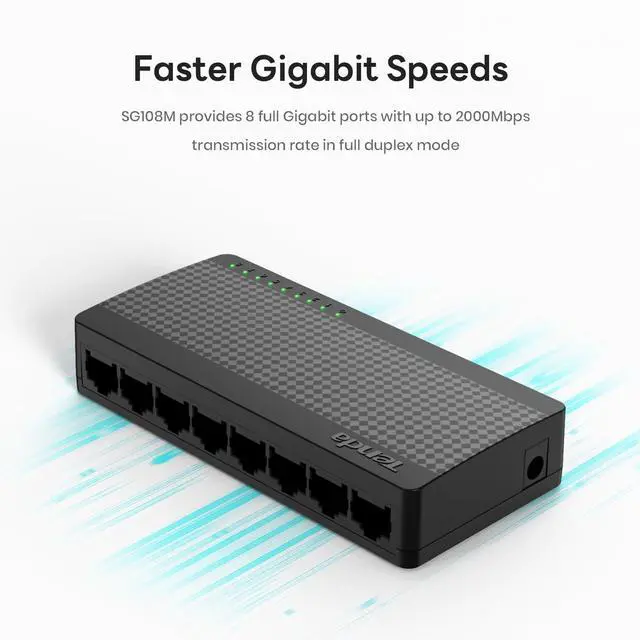 Alt view image 16 of 19 - Tenda 8-Port Gigabit Ethernet Switch - 8 Ports - Gigabit Ethernet - 10/100/1000Base-T - 2 Layer Supported - Twisted Pair - Wall Mountable, Desktop