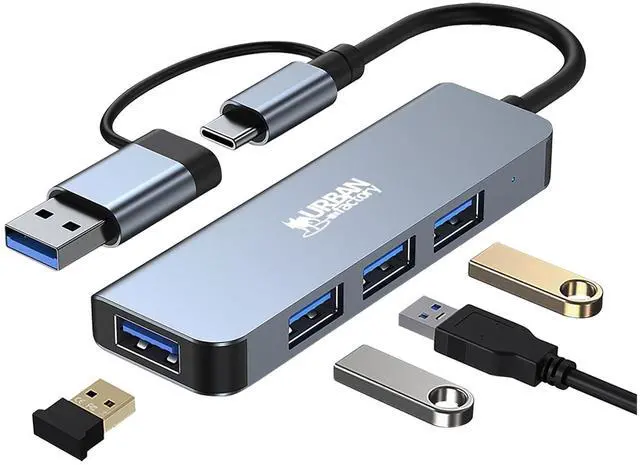 Alt view image 11 of 11 - Urban Factory USB-A/C Hub 4 Ports USB 3.0 - USB 3.2 Gen 1 (3.1 Gen 1) Type-C - 640 MB/s - Notebook, Tablet - 4 USB Port(s)
