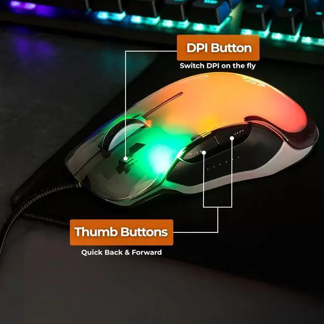 Alt view image 12 of 14 - Manhattan RGB LED Wired Optical USB Mouse - 12800 DPI Precision, 5-Button Design, 6 Switchable Light Modes, Perfect for Gaming & Work - 190381