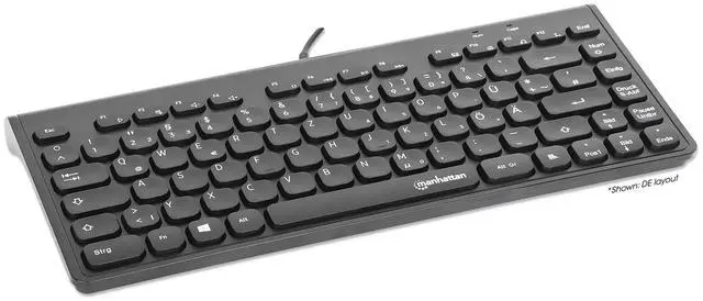 Alt view image 9 of 13 - Manhattan Slim Wired USB Mini Keyboard - Cable Connectivity - USB Type A Interface - 82 Key(s) - Linux, ChromeOS, Windows 7, Windows 8.1, Windows 10, Windows 11 - Notebook, Desktop Computer - PC - ABS