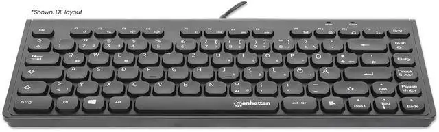 Alt view image 10 of 13 - Manhattan Slim Wired USB Mini Keyboard - Cable Connectivity - USB Type A Interface - 82 Key(s) - Linux, ChromeOS, Windows 7, Windows 8.1, Windows 10, Windows 11 - Notebook, Desktop Computer - PC - ABS