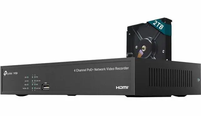 Alt view image 10 of 10 - TP-Link VIGI 4 Channel PoE+ Network Video Recorder - 2 TB HDD - VIGI NVR1004H-4P-2TB