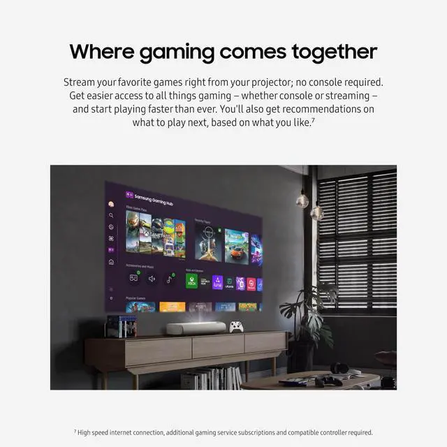 Alt view image 13 of 14 - SAMSUNG 120-Inch Class LPU7D Series The Premiere Ultra Short Throw 4K AI Smart TV Laser Projector for Home Theater w/ Gaming Hub, Vision Boost, Powerful Sound, Alexa Built-In, SP-LPU7DSAXXZA