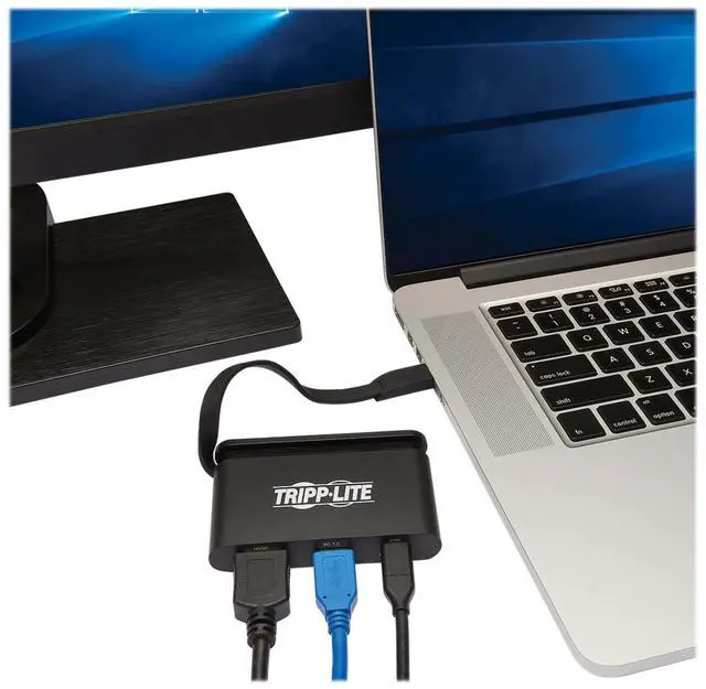 Alt view image 19 of 20 - Tripp Lite Usb C Multiport Adapter Converter 4K W/ /Hdmi Gigabit Ethernet Usb-A Hub Pd Charging Storage Cable Thunderbolt 3 Compatible