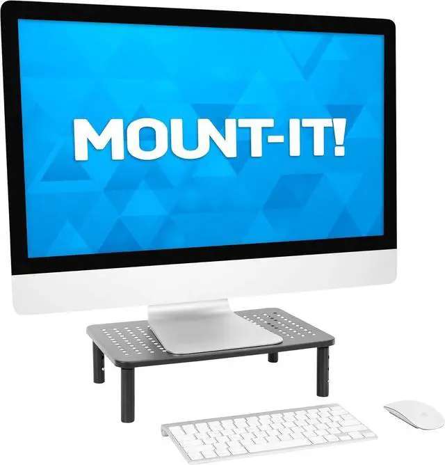 Alt view image 6 of 11 - Mount-It! Adjustable Monitor Riser Stand | 32" Max Screen Size | 44lbs Capacity