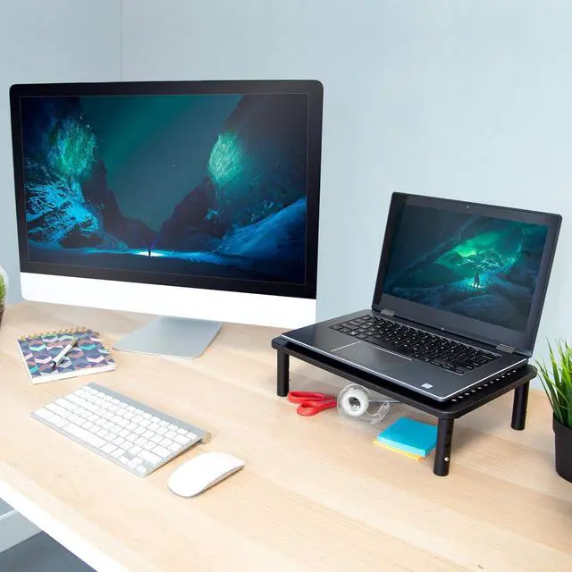 Alt view image 7 of 11 - Mount-It! Adjustable Monitor Riser Stand | 32" Max Screen Size | 44lbs Capacity