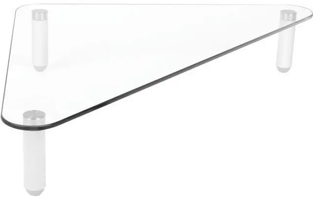 Alt view image 7 of 10 - Kantek Glass Corner Monitor Riser with 5mm Tempered Glass Platform and 40-Pound Capacity, 19.7-Inch W x 11-Inch D x 3.25-Inch H, Clear Glass (MS390)