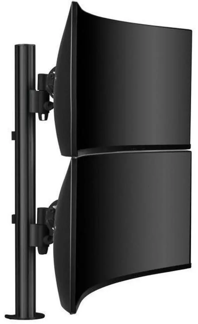 Alt view image 6 of 7 - atdec awms-2-lth75-h-b dual stack heavy monitor desk mount - flat and curved up to 49in - vesa 75x75, 100x100 - tool-free adjustable monitor height, tilt, pan - quick display release, black