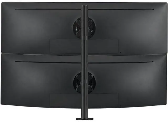 Alt view image 7 of 7 - atdec awms-2-lth75-h-b dual stack heavy monitor desk mount - flat and curved up to 49in - vesa 75x75, 100x100 - tool-free adjustable monitor height, tilt, pan - quick display release, black