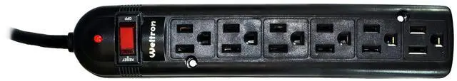 Alt view image 20 of 20 - THIS 6 OUTLET PLASTIC POWER STRIP HAS 750 JOULES, EMI/RFI FILTER AND A 25FT POWE